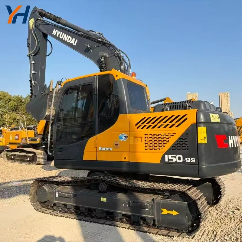 Compact Used Hyundai 150 Crawler Excavator Agricultural Digging Machine Low Price
